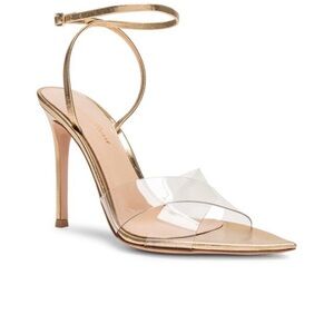 Gianvito Rossi Gold Ankle-Strap Clear-Band Stiletto Sandal